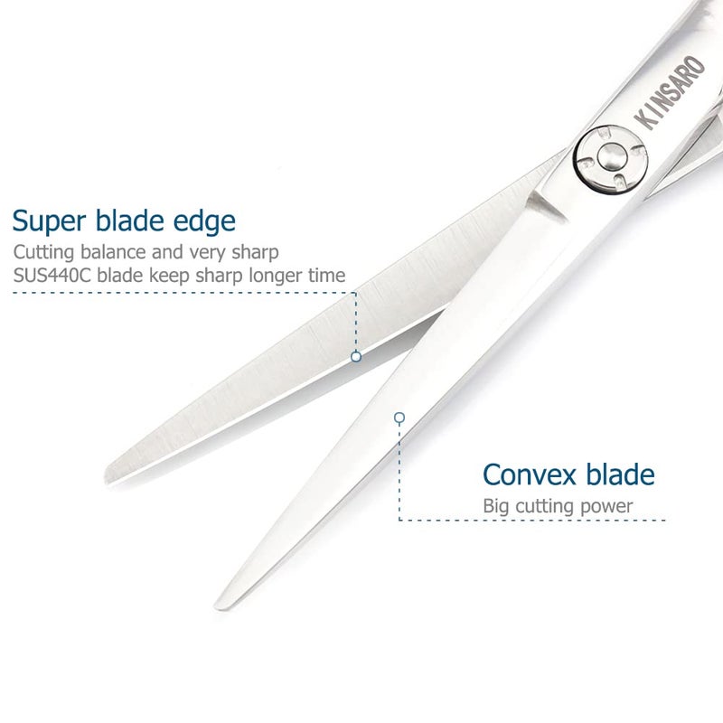 KINSARO 5.75" Hair Cutting Scissors Professional Barber Shears Hair Cutting Scissors Sharp Haircut Shears Convex blade Razor Edge 440c KINSARO for Hairdresser Barber or Home Use - Image 4